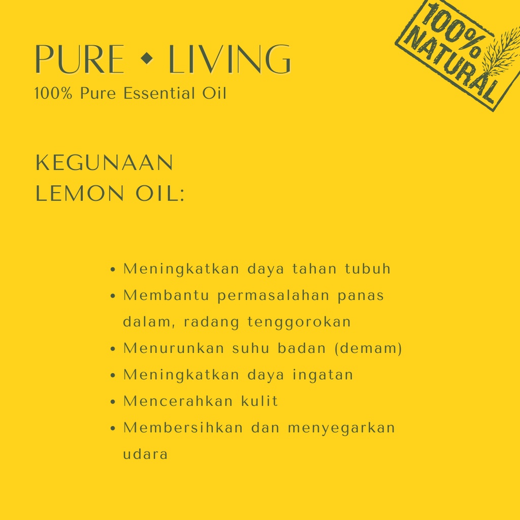 Lemon - 100% Pure Essential Oil 15ml | Relaxation | Ramadan Kareem Edition | Aromatherapy Oil 15ml | Pewangi Ruangan | Oil Aromaterapi Diffuser Oil Burner | Minyak Atsiri | Birthday Gift Ideas | Minyak Esensial | Room Fragrance Perfume | Pengharum Ruangan
