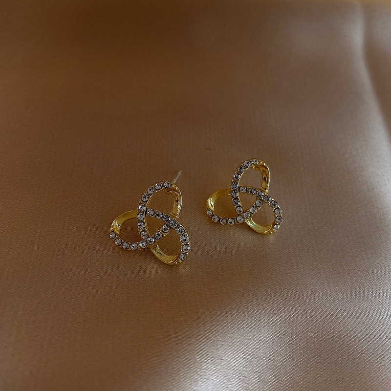 Anting Bulat spiral Geometris Berlian Kilat lady Korea