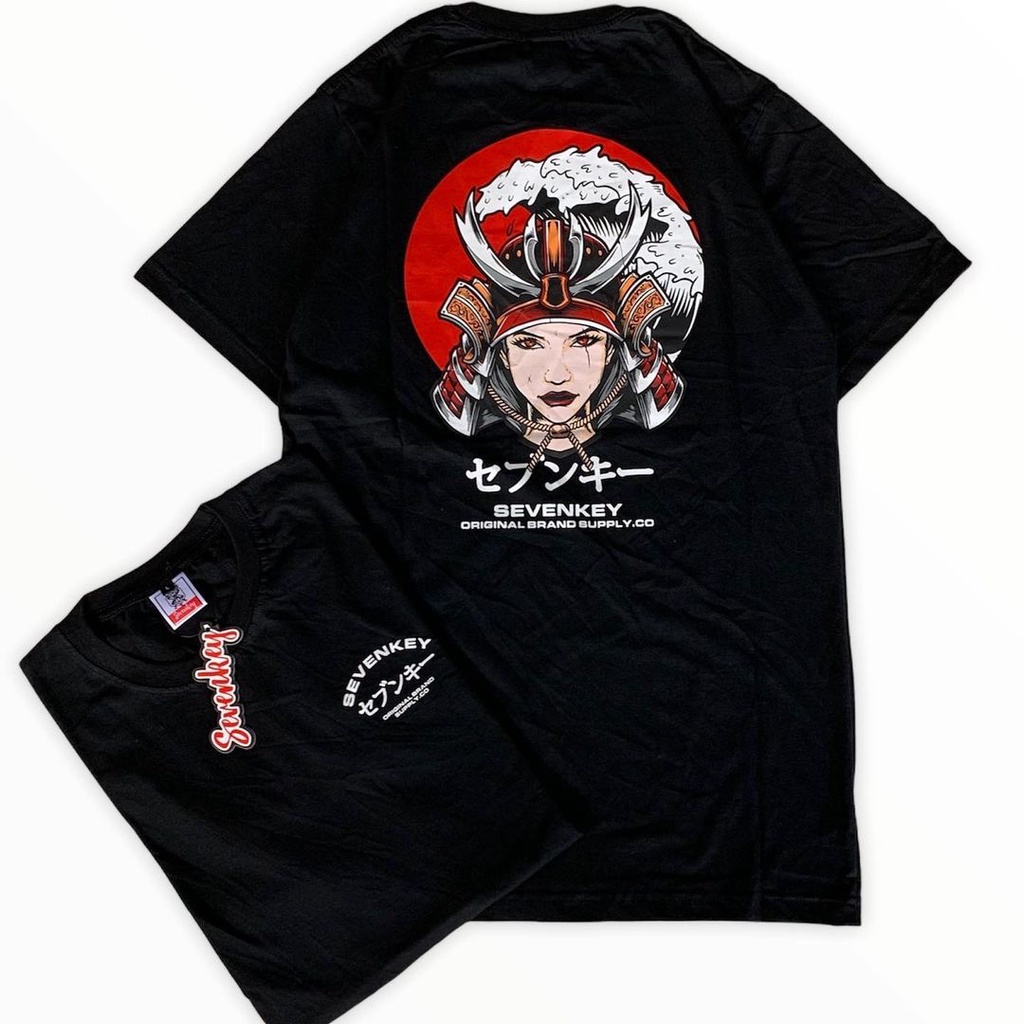 T-SHIRT DISTRO TERBARU THXNSMN RED EYES/KAOS SEVENKEY GEISHA SL ORIGINAL BLACK SHIRT KASUAL