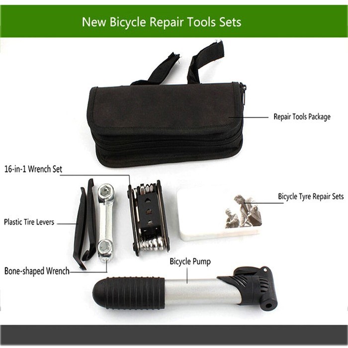 Alat repair Sepeda tool kit 1 set Portable Pompa Tambal ban Kunci set L hex bukan Parktool