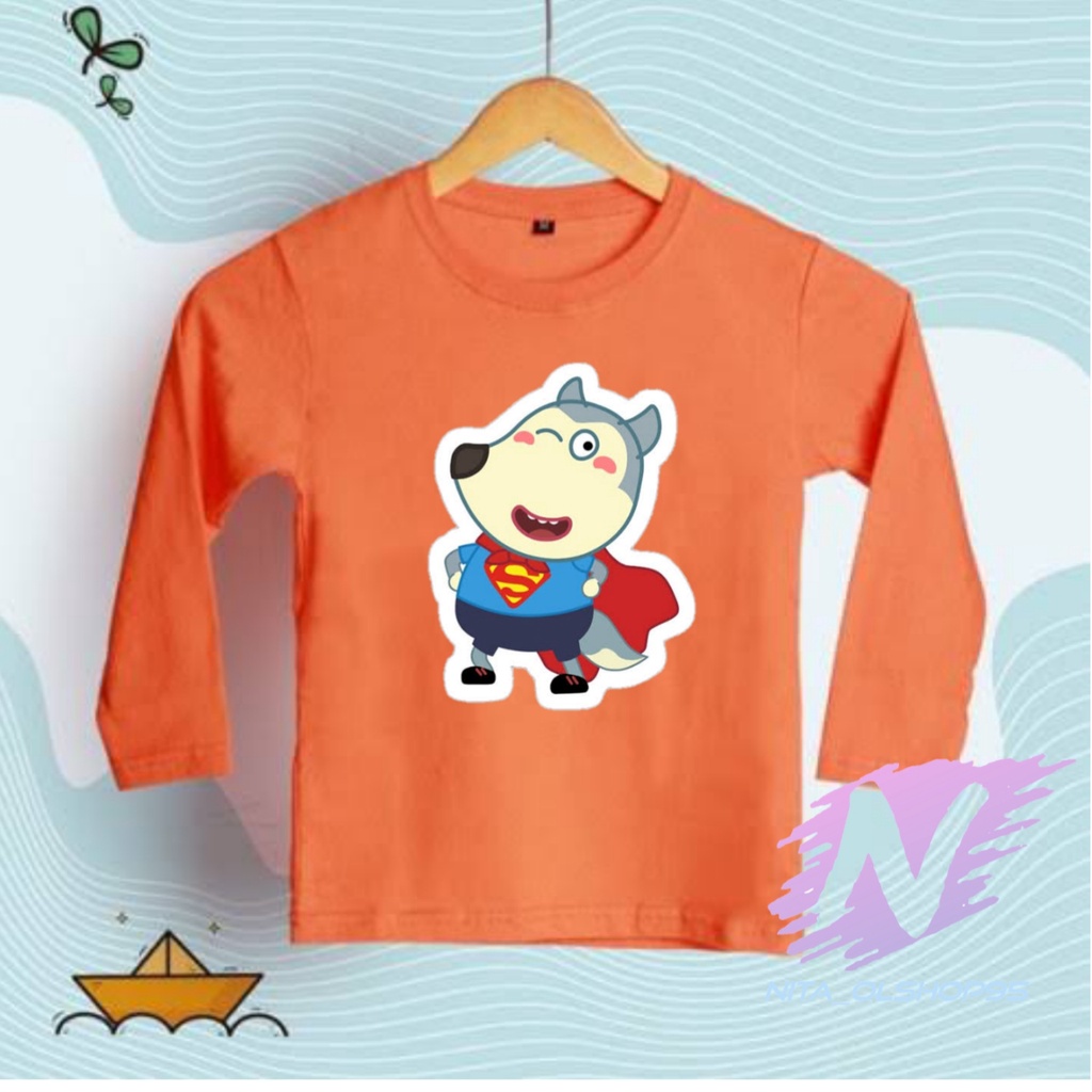 KAOS ANAK WOLFOO TERBARU BAJU LENGAN PANJANG WOLFO SUPERHERO