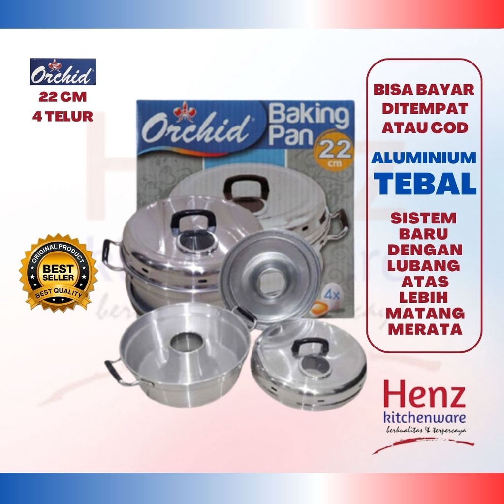 BAKING PAN ORCHID 22 CM (4 TELOR) ORIGINAL ASLI  / ALAT PANGGANG BOLU / LOYANG CETAKAN BOLU