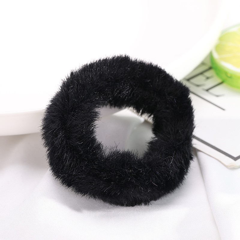 MURMURE.ID | IKAT RAMBUT BULU JUMBO LEMBUT KARET CEPOL WANITA RASFUR ALA KOREA HA065-KECIL HITAM