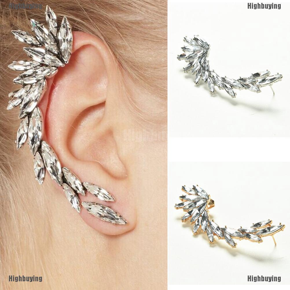 Hbid 1pc Anting Clip On Aksen Berlian Imitasi Untuk Wanita