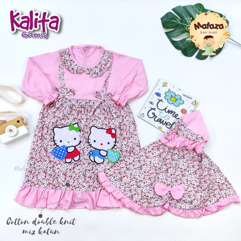 MAFAZABABY Baju Muslim Anak / Bayi Dress Muslim Anak Baju Muslim Bayi Gamis Anak Murah Gamis Anak 6-18 Bulan Murah Bahan Katun Berkualitas SNI-Kalita (pink)