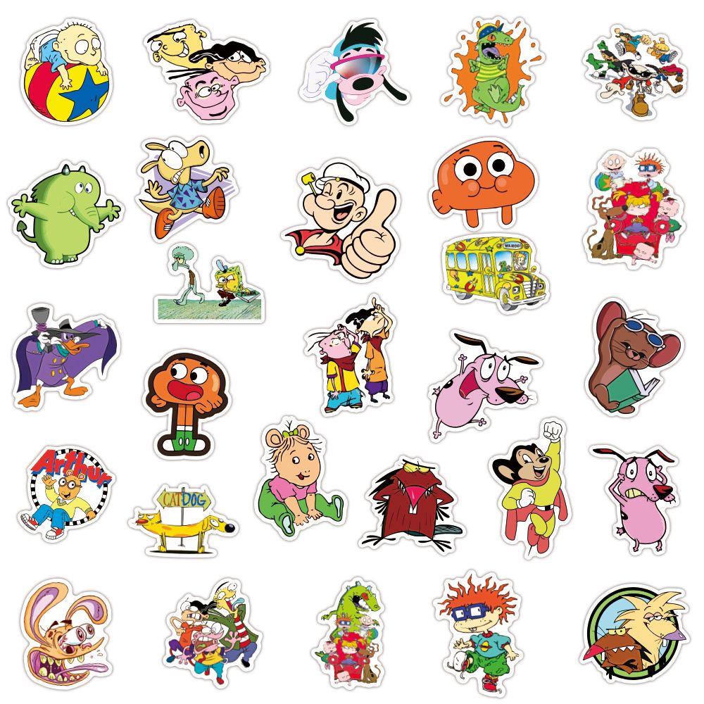 QUINTON Multi Use Mixed Classic Cartoon Sticker DIY Toy Sticker The Powerpuff Girls Cartoon Anime Stickers Notebook Graffiti Stickers Waterproof Sticker Decals Stationery Sticker For Car Guitar Cartoon Decals Popeye the Sailor