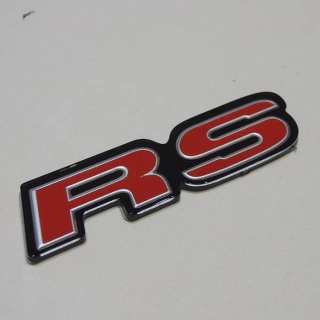 Emblem tulisan RS merah  brio