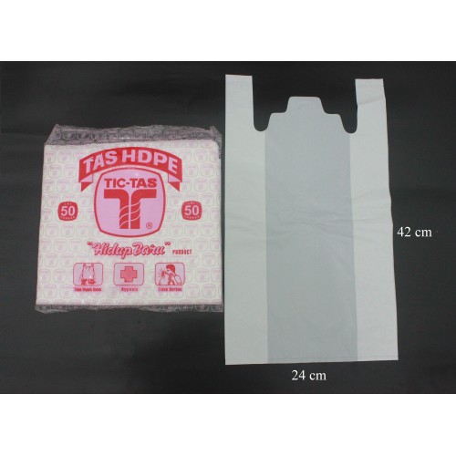 Kresek Tictas Tanggung Putih / Plastik Polos HD Tictas Merah '24 Tebal 02