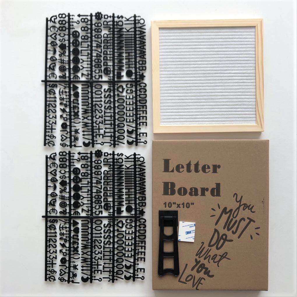 PAPAN NAMA BAYI/ LETTER BOARD Felt Letter Board White letter board- [include standing kayu + satu set huruf angka] 25x25cm fullset