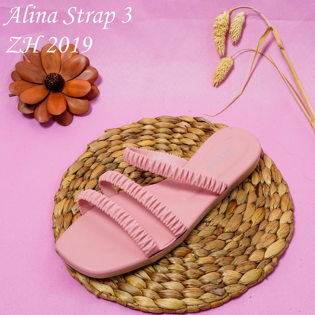 6.6 MEGA!! Sandal Slop Motif Kerut Wanita Jess 3tali kerut 2019-A15-SALEM