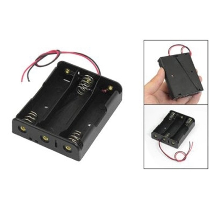 3X 18650 Battery Holder Tempat Baterai Case Box 11.1V 12.6V +Kabel