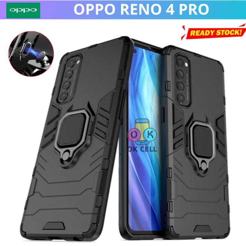 Hard Case Robot Ring Holder Oppo Reno 4 Pro - Hardcase Magnetik Iron Man Transformer Reno 4pro