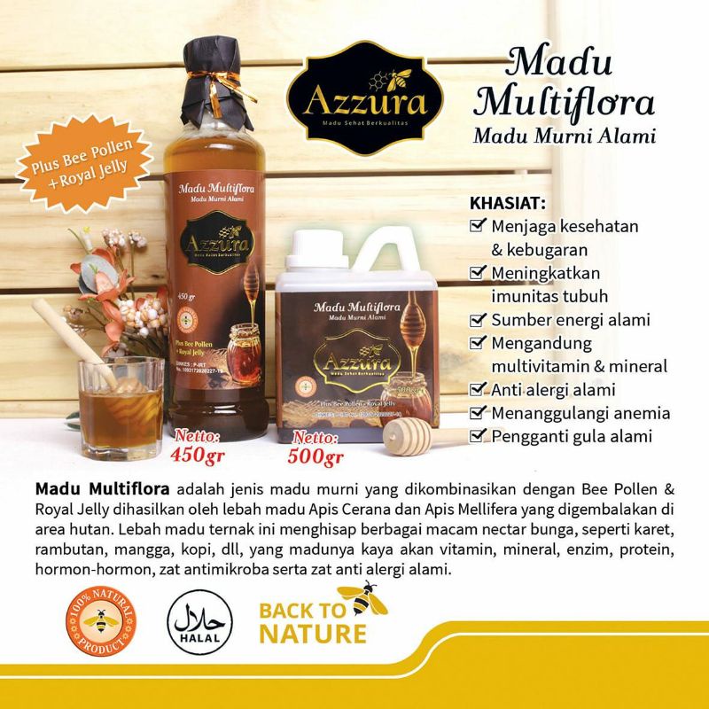 

Madu Multiflora by AZZURA 500g/450g/300g Madu Kesehatan