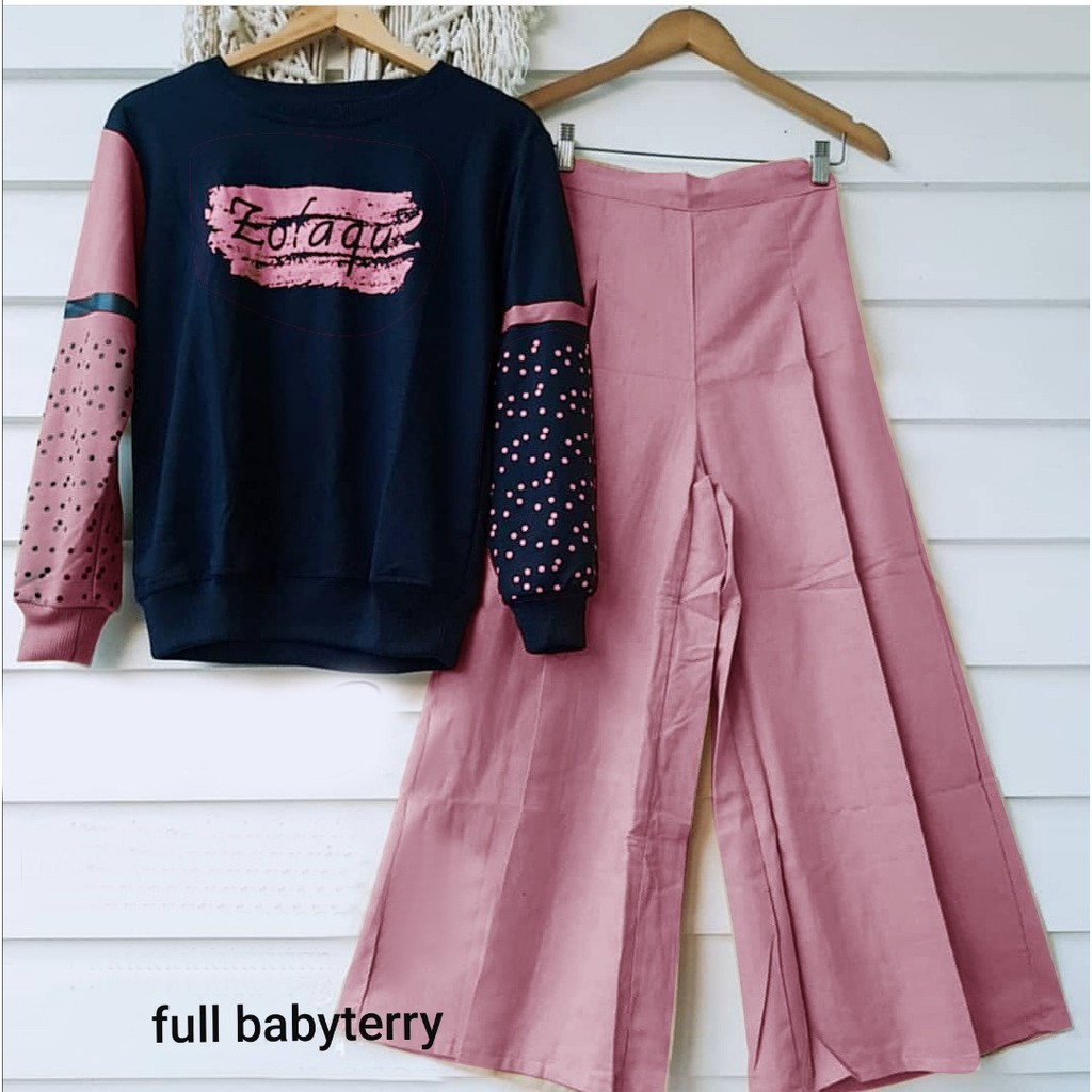 setelan training kulot wanita LQ zolaqu/setelan olah raga wanita/setelan training/set celana casual