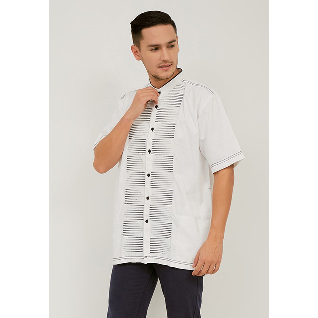 AL-AROFI Baju Koko Pria - Hatin Moslem Shirt White
