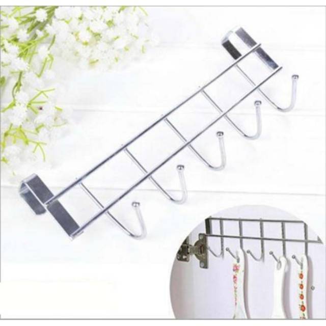 Kapstok / gantungan multifungsi stainless tempel = kain pintu