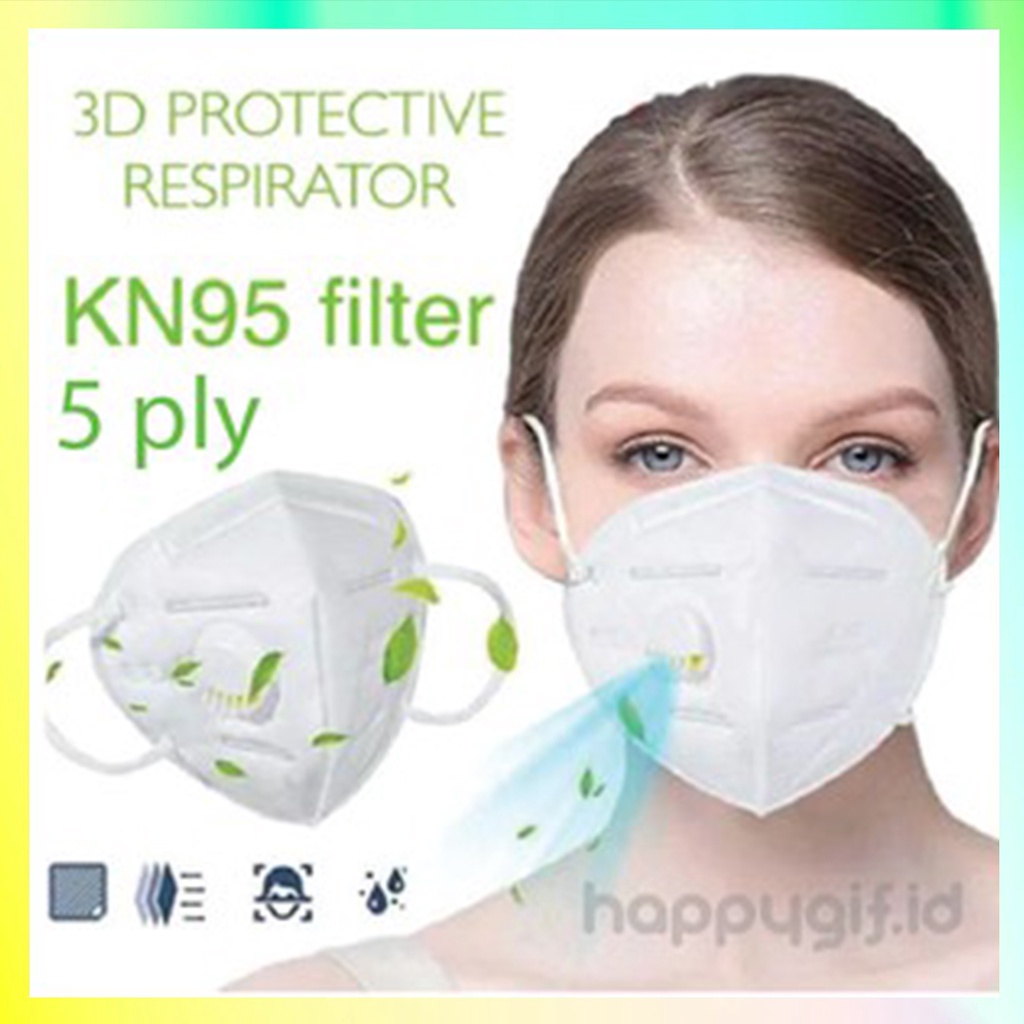 Masker KN95 + Filter Respirator N95 Filter Mask 5 PLY Medical Grade