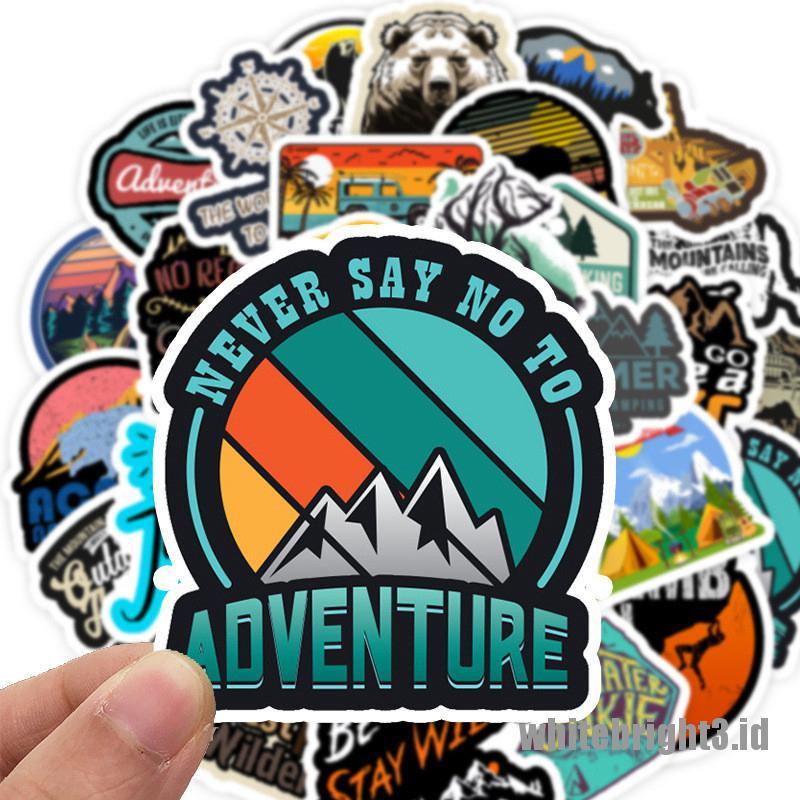 (white3) 50pcs Stiker Anti Air Untuk Camping / Outdoor / Climbing