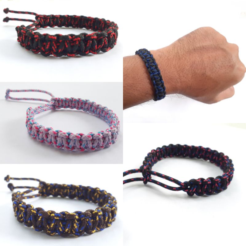 Gelang Simpel prusik Motif Rajut Pola/ Gelang tali / Gelang Paracord / Gelang Prusik Custom