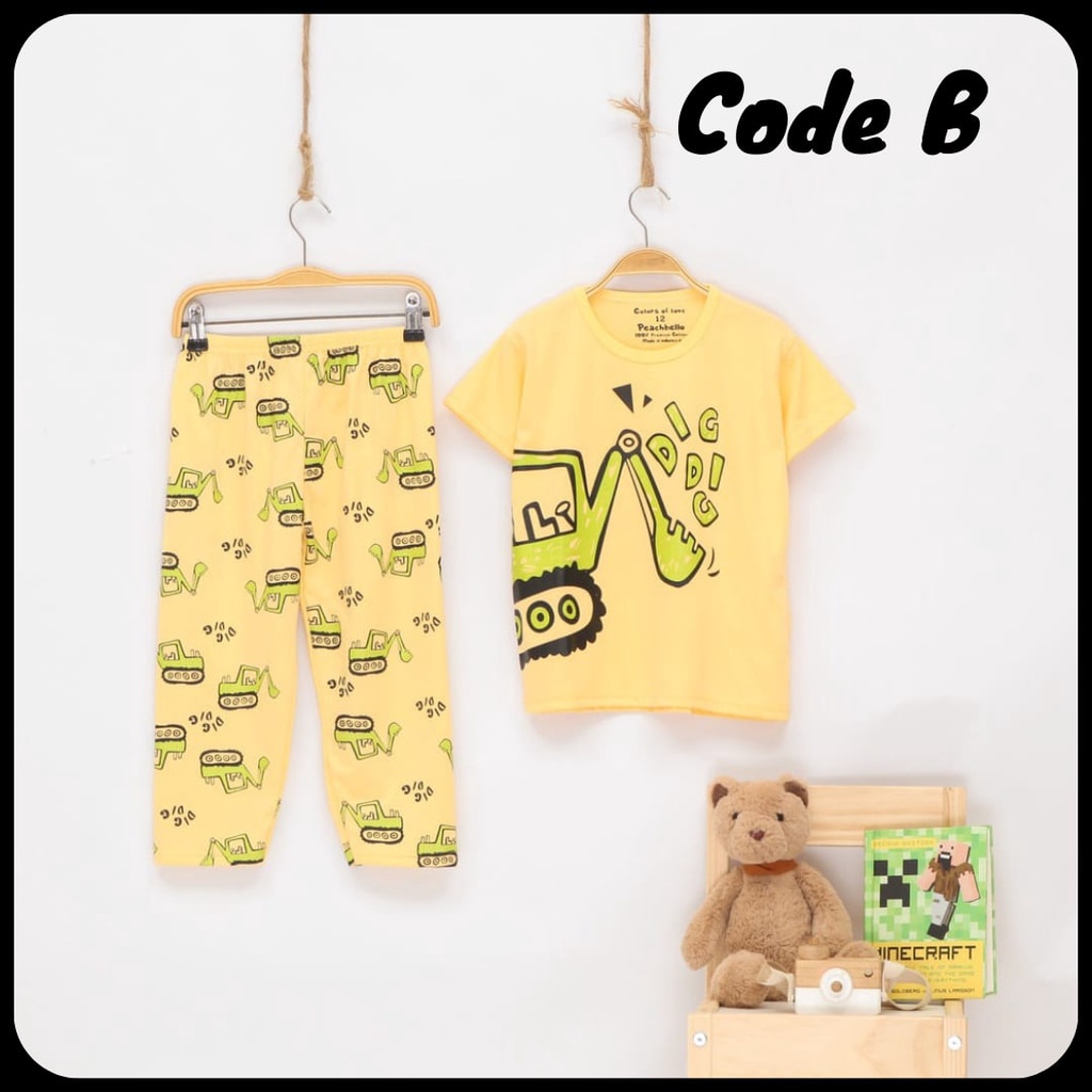 Baju Tidur Anak Laki-laki Motif Yellow Excavator