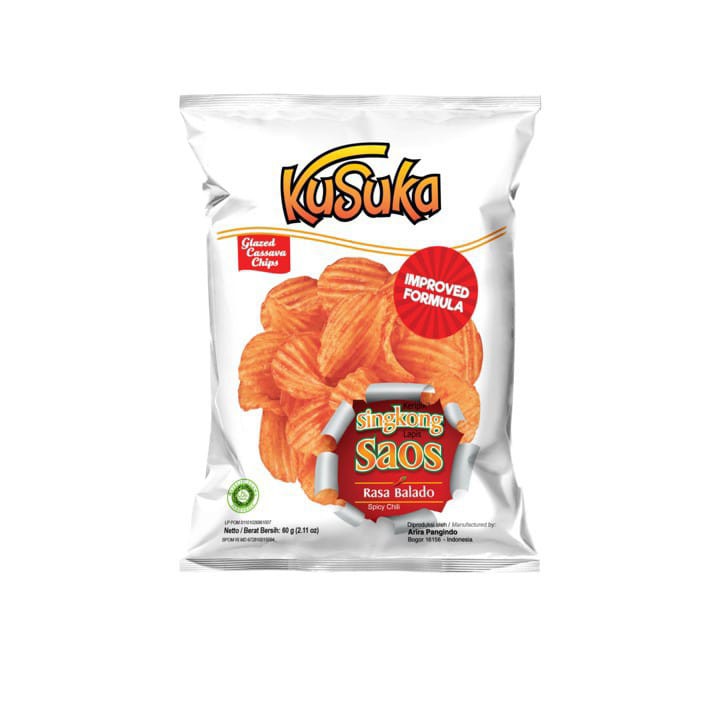 

Keripik Singkong Kusuka Saos Balado 60gram Makanan Ringan