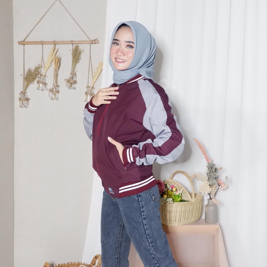 SKJ MAROON |ManNeedMe x AMZ| Jaket Pria Bomber Jaket Parasut Unisex 2 in 1 ORIGINAL