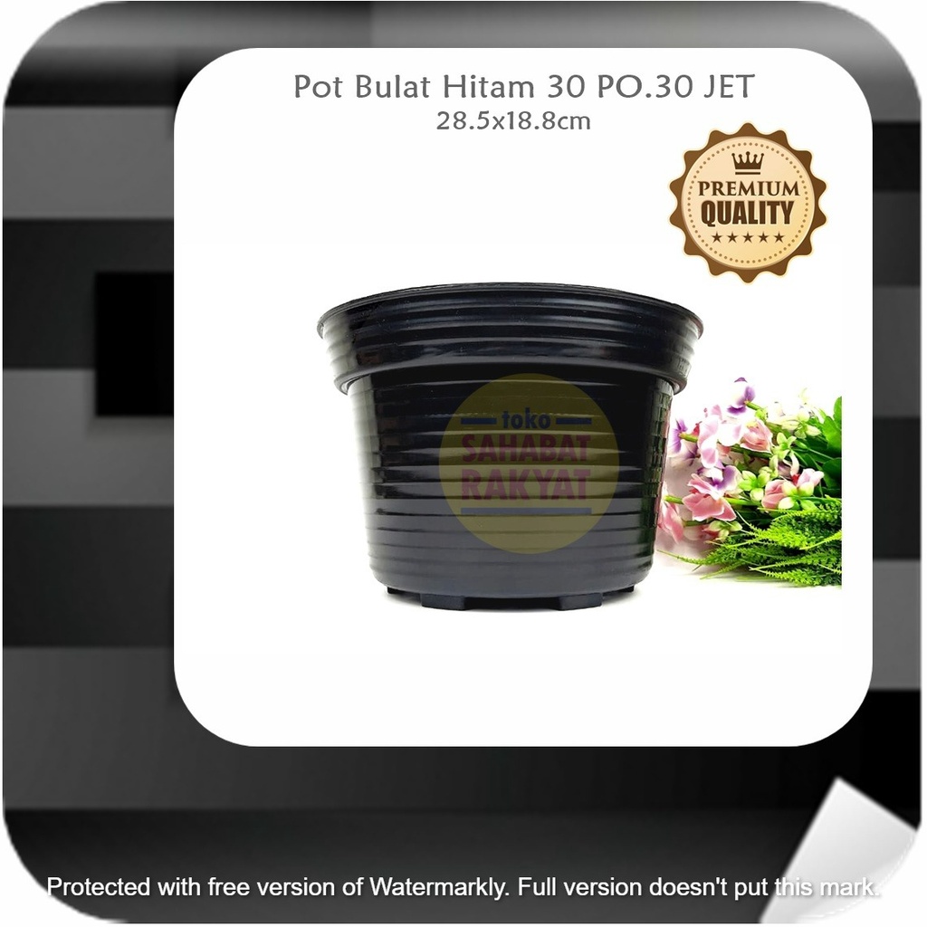 RML764Y5 Pot Bunga Bulat Hitam 30 POT.30 JET