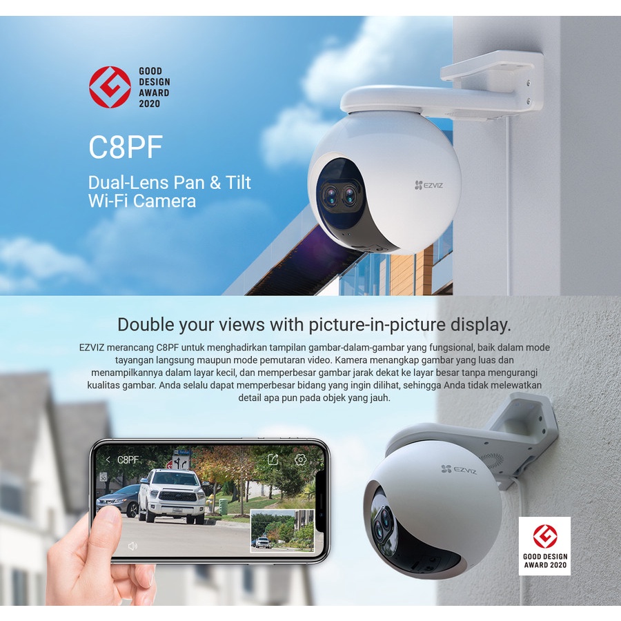 Ezviz C8PF Dual-Lens 4 x Zoom Pan &amp; Tilt Wi-Fi Zoom Ip Camera