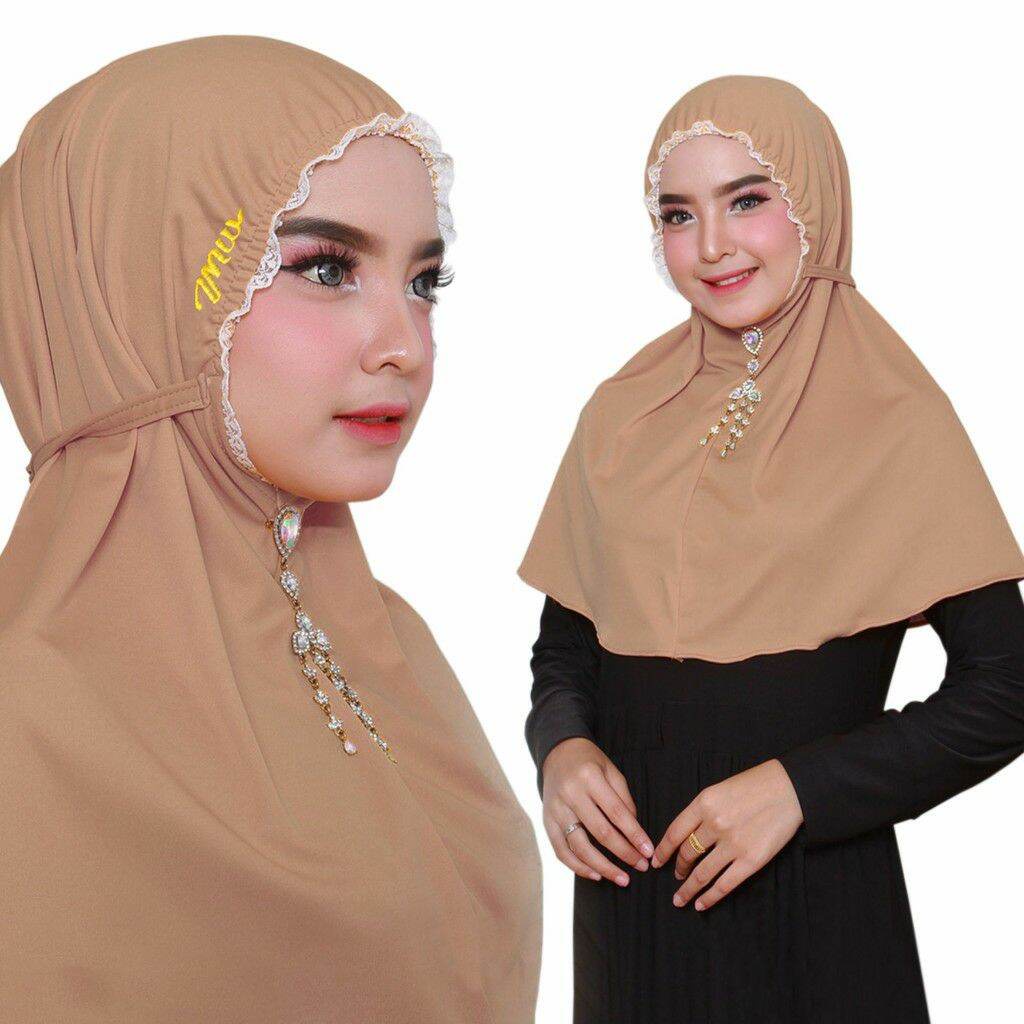 IBS Store Bergo Maryam Kerut Renda //Jilbab Bergo Maryam Kerut// Jilbab Bergo Tali Belakang (Maryam 