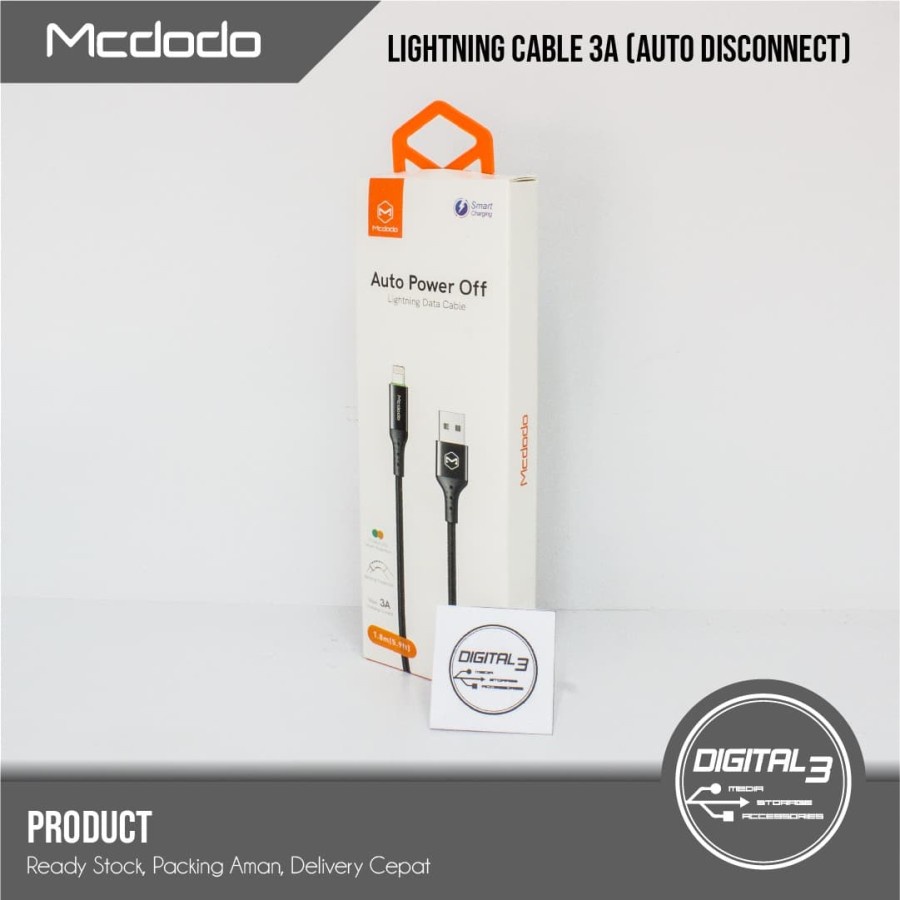 Kabel Iphone MCDODO CA- 7411 Kabel Lightning Auto Power Off 3A 1.8M