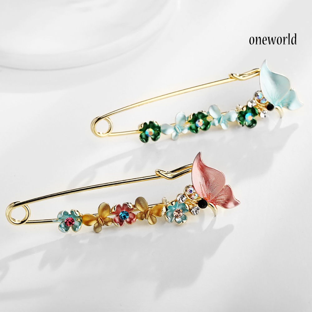 OW@ Fashion Women Multicolor Flower Rhinestone Scarves Shawl Clip Brooch Pin Decor