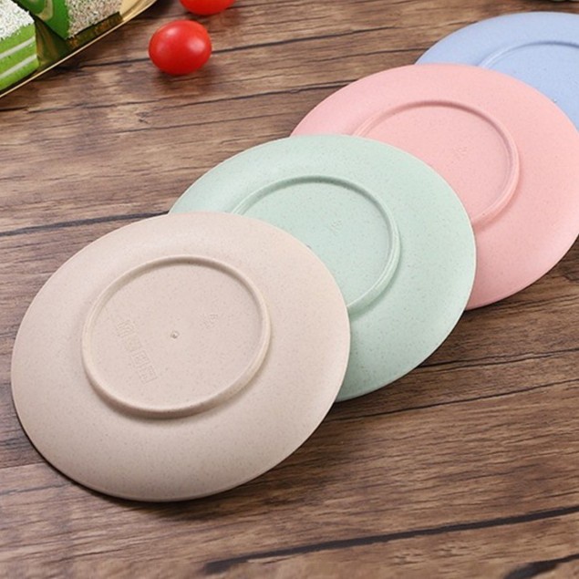 PM1 Piring Plastik Kecil Wheat Straw Plate 1 Set Isi 4 Jerami Piring Makan Saji Piring Makan Set