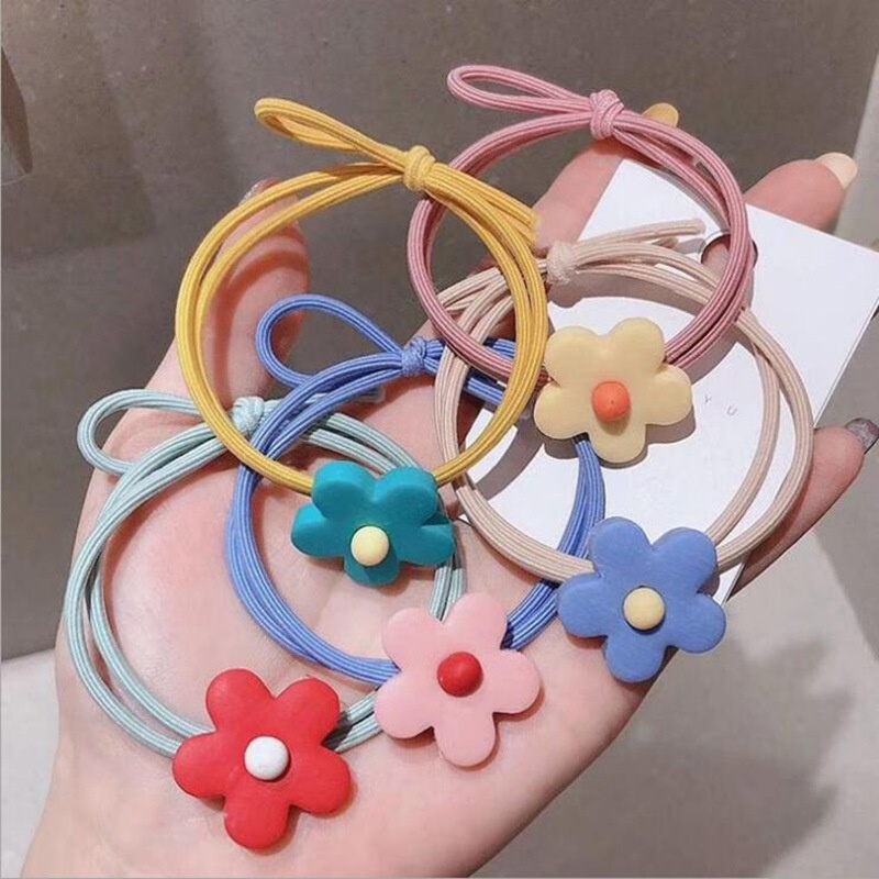 OSM JKT F5100 (1 PC) Ikat Rambut Elastis Motif Bunga Lucu Gaya Korea / Karet Rambut /Kunciran Rambut-2