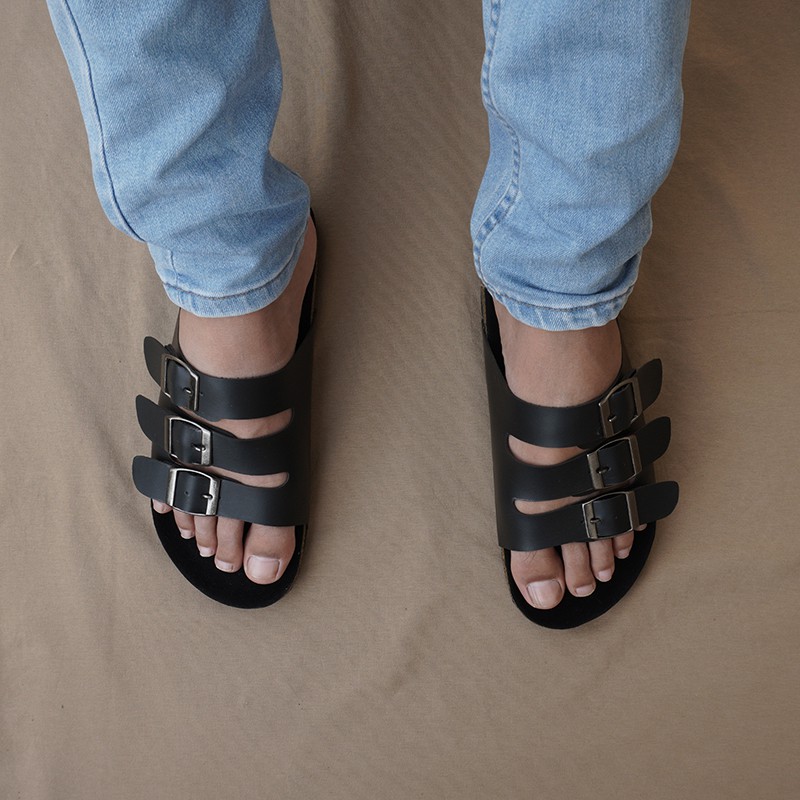 RECOMENDED!! Sendal Pria Selop Walkers Gesper3 Hitam Sandal Slip On Sandal Slide Selop Tali