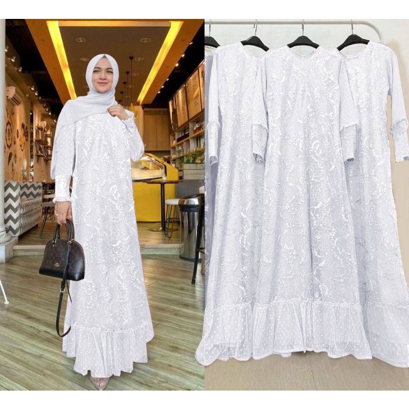 MAXI HUMAIRA /GAMIS BORDIR KOMBI TILLE MUTIARA /GAMIS KONDANGAN/GAMIS LEBARAN