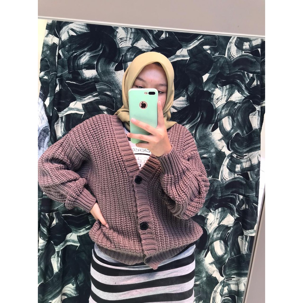 Shila Cardigan Rajut Premium / Cardigan Oversize / Cardigan Crop Wanita / Cardi Rajut-Burgundy