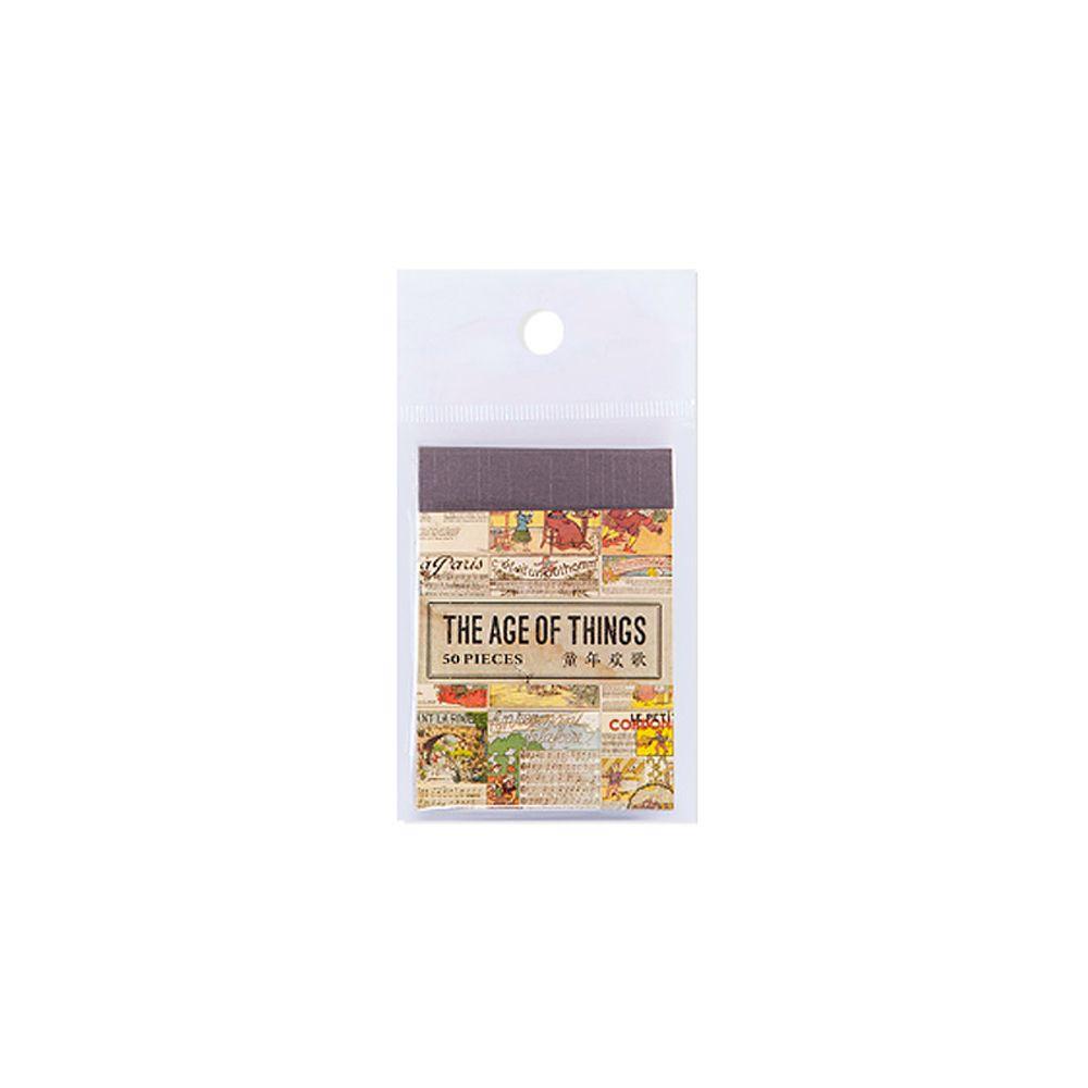 Agustina Retro Magazine Mini 50pcs/book Label Diary Vintage Decorative Sticker Tangan Akun Bahan Sticker Koper Laptop Decor Stationery DIY Scrapbooking