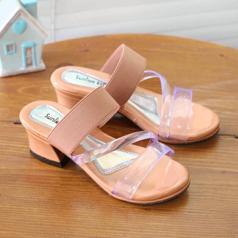 Sandal Sepatu Wedges Selop Anak Perempuan Motif Silang/Sandal Wedges Anak Perempuan Umur 4-10 Tahun