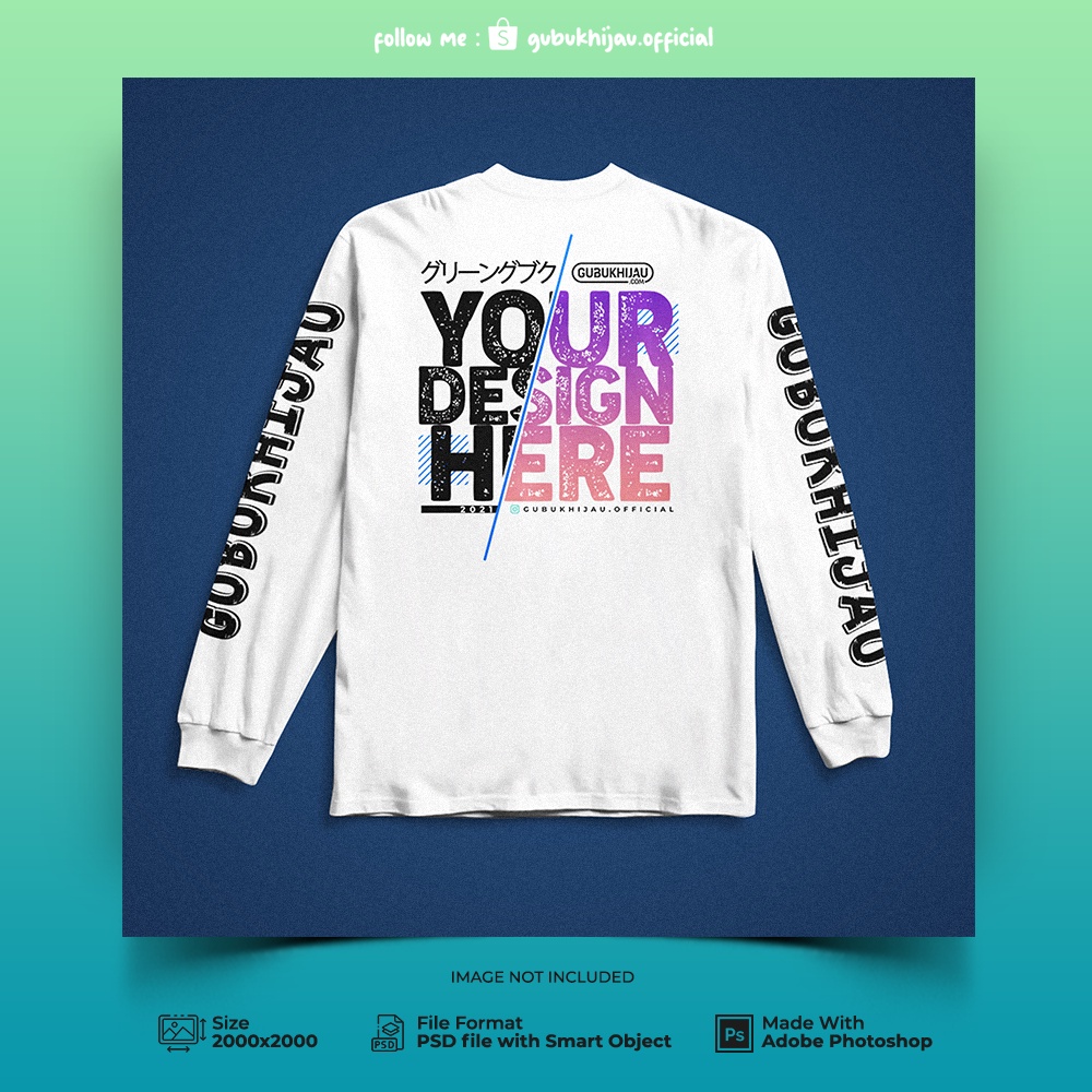 Mockup Kaos Lengan Panjang Bagian Belakang