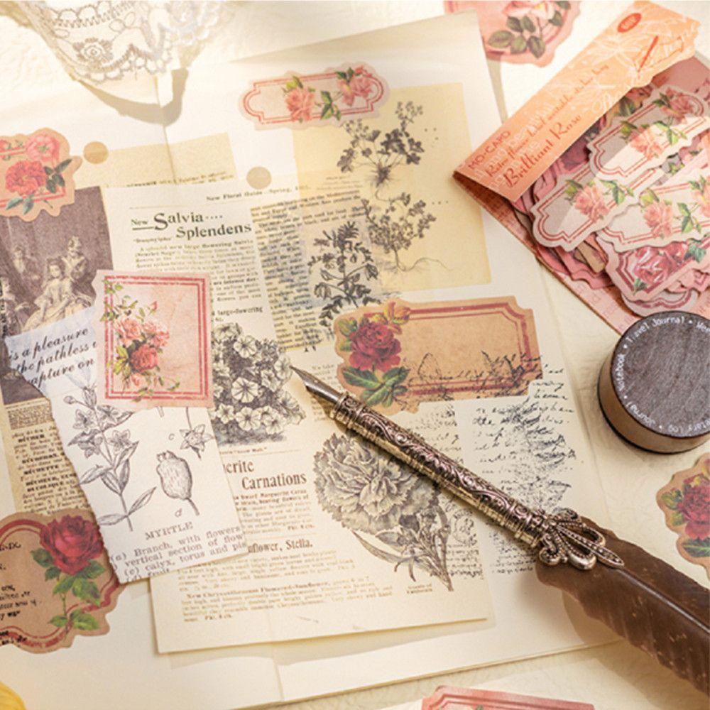 Preva 60pcs Stiker Alat Tulis Vintage Flower Diary Planner Mobile Garden Label Series