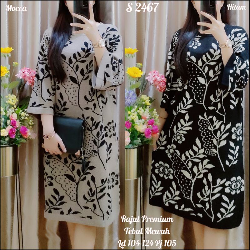 Dress Kondangan Wanita Korea Rajut Import Jumbo Premium Pakaian Atasan Terusan Cewe Baju Pesta Batik