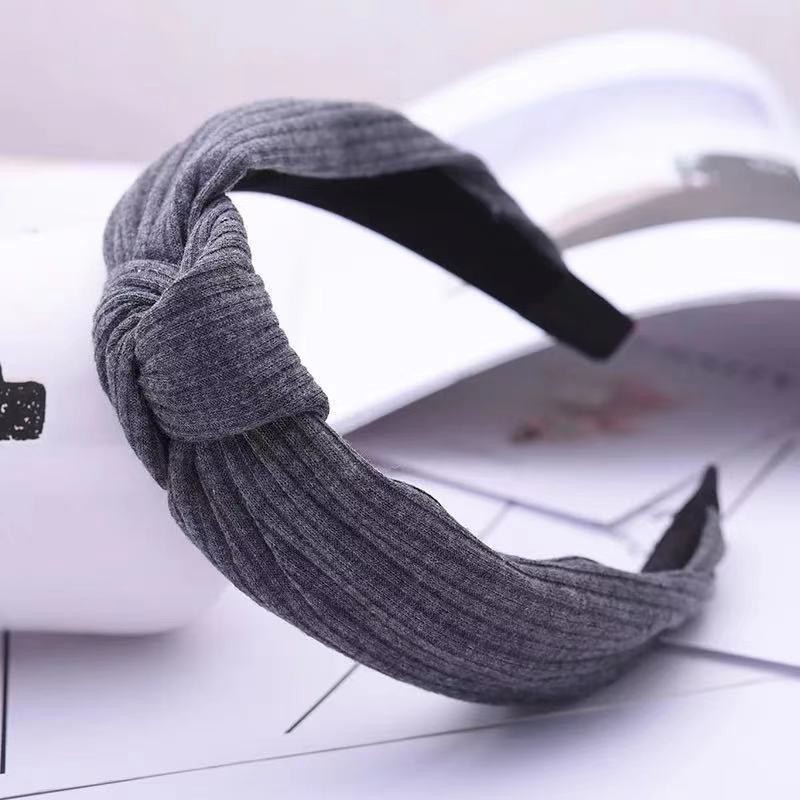 Bando Korea Bandana Wanita Murah Bando Polos Bando Simpul Aksesoris Rambut Wanita Import-AR-59 Abu Tua