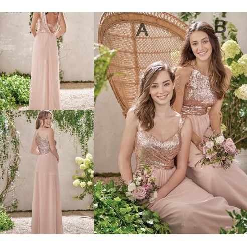 rose gold sequin and chiffon dress