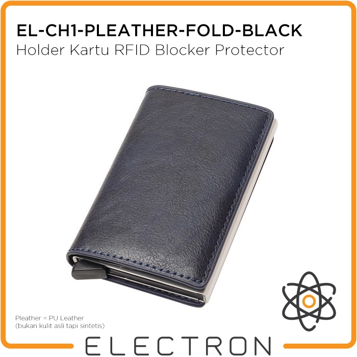 EL-CH1-PLEATHER-FOLD-BLACK Card Holder Kartu RFID Blocker Protector