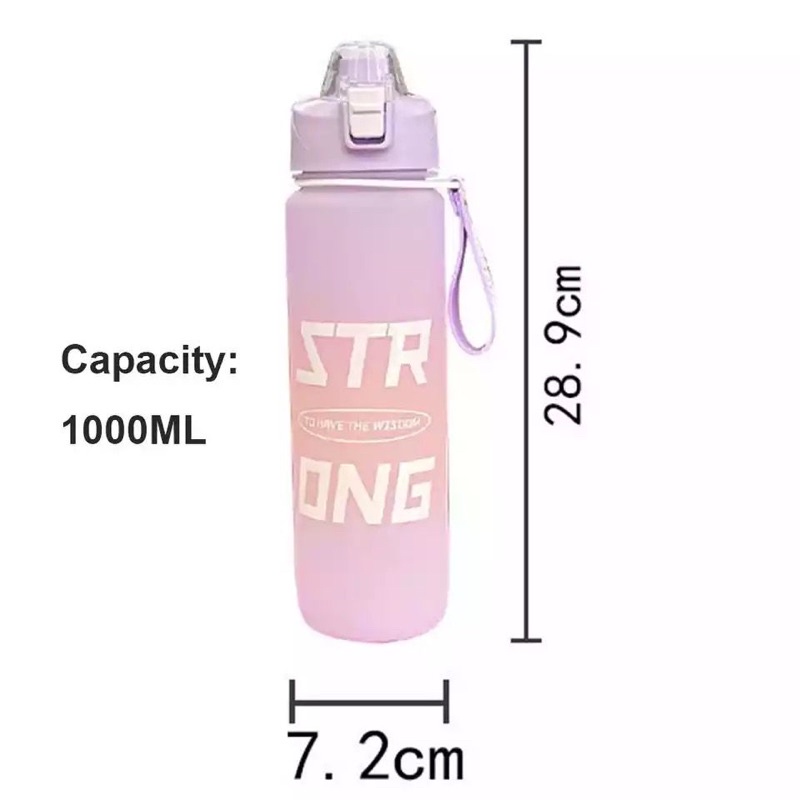 BOTOL MINUM 1000ML 1 LITER BOTOL MINUM KOREA VIRAL BOTOL MINUM MOTIVASI FREE STICKER 2D DAN 3D JRW0104