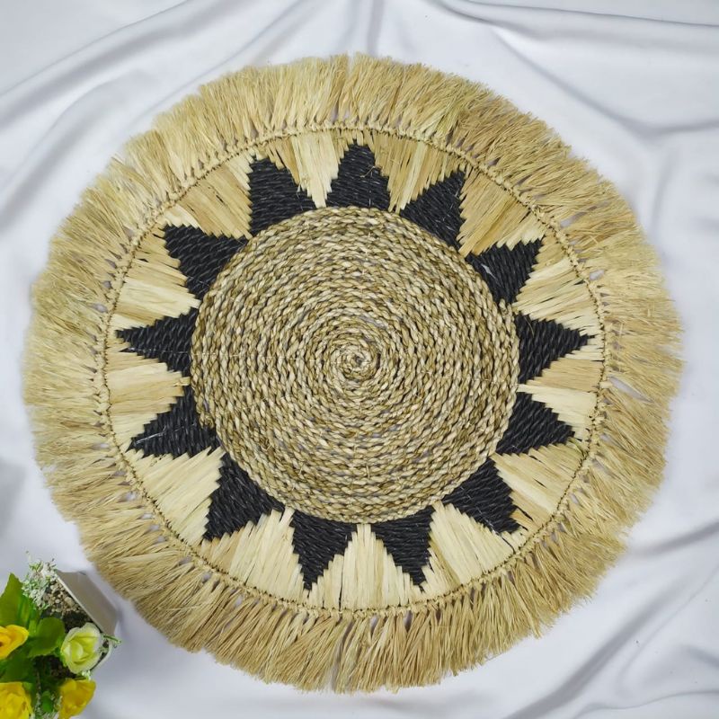 Placemat Seagrass Anyaman Hiasan Dinding Etnik Kerajinan Anyaman