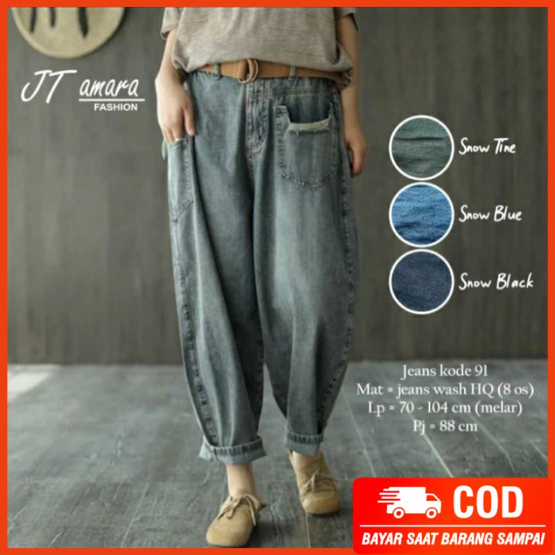 koleksi terbaru mizuki baggy jeans / celana wanita jeans jumbo high quality