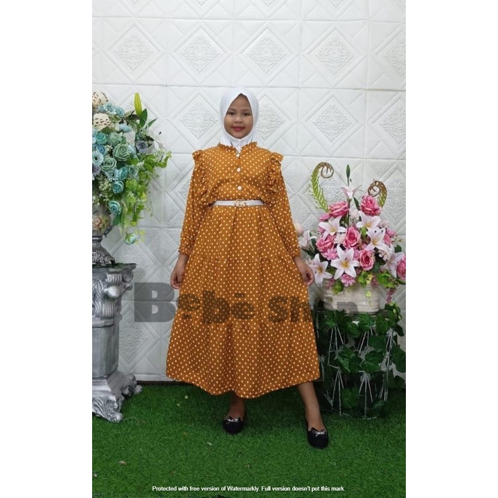 Gamis anakanak lucu  untuk lebaran polkadod paling murahus ia 1 Sampai 12 Tahun