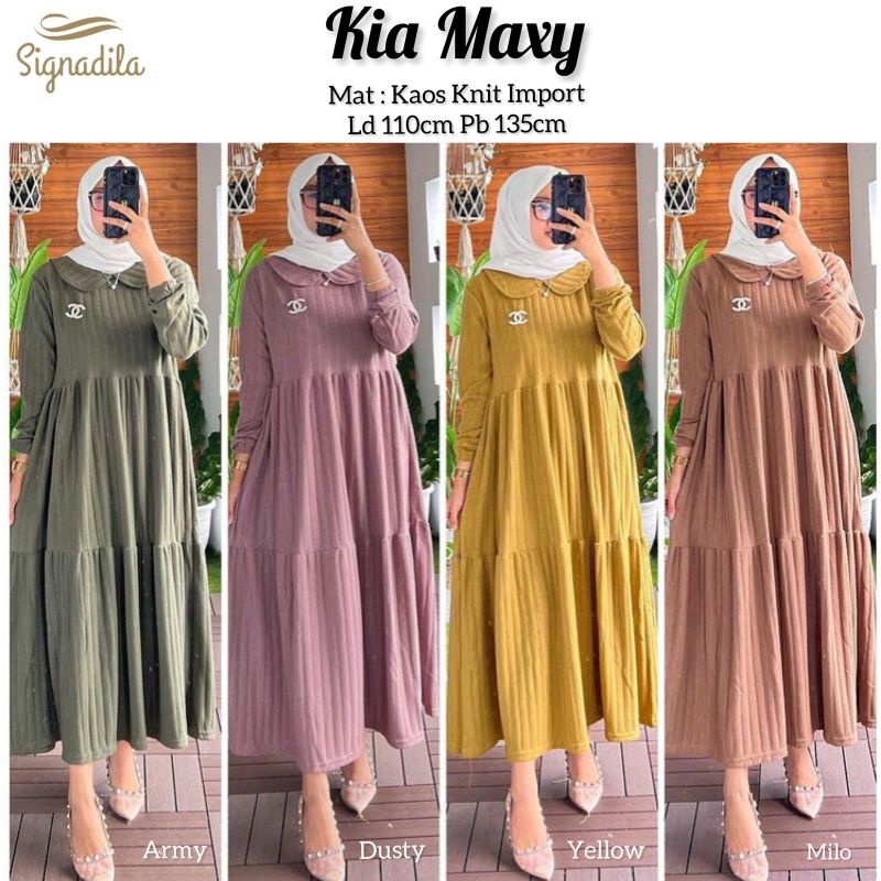 Gamis Polos Kia Maxy kaos knit import