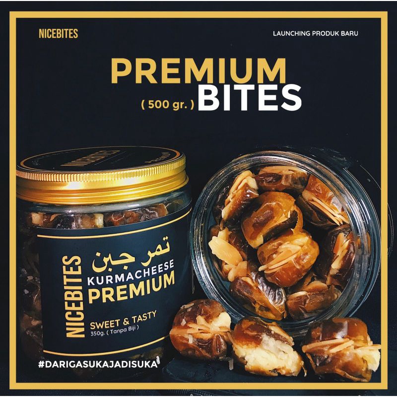 

Premium Bites (500gr) Kurma Cheese NICEBITES (Kurma Keju Lembut Tanpa Biji dengan Topping) Cemilan